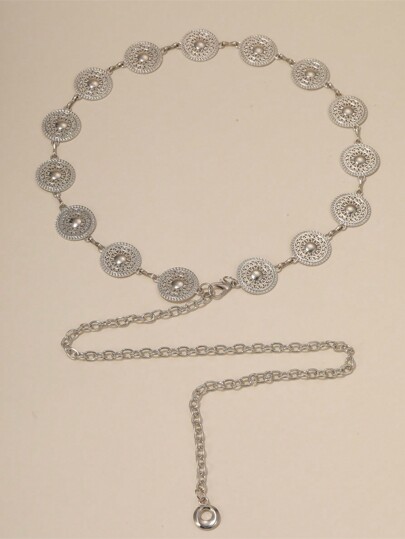 سلسلة الخصر النسائية على شكل شمس فضية واحدة، ملحق أنيق وبسيط للبدل والفساتين