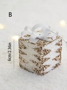 1pc Trang trí Giáng sinh Bột lấp lánh Hộp quà tặng bằng xốp Mặt dây chuyền 6CM Túi quà Cây thông Noel Treo trang trí Quả bóng Trang trí DIY - Nhiều màu - Xem 3