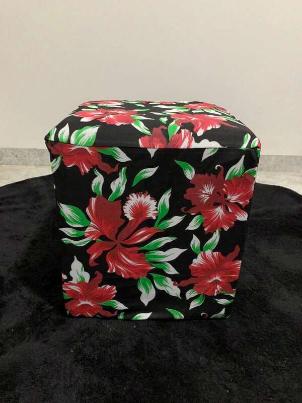 Kit 2 capas puff floral vermelha 35x35 malha gel