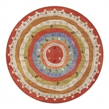 1 pieza Alfombra redonda de estilo bohemio lavable para dormitorio, sala de estar, antideslizante, alfombra redonda vintage para comedor, baño, cocina, oficina, alfombra redonda americana vintage para salas de estar, sofás, mesas de café, dormitorios, estudios, sillas de ordenador, alfombras de estilo bohemio para pisos redondos y entradas (140x140cm), (80x80cm) - multicolor - Ver 7