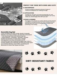 Double-Sided Waterproof Pet Bed Mat, Pet Blanket, Sofa Furniture Protector Cover, Suitable For Small/Medium/Large Cats, Dogs, Small Animals, Max Weight Capacity 34kg