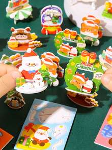 圣诞派对小礼物 3D拼图模型DIY玩具 3D拼图手工制作圣诞礼物 款式随机5/10/20片 - 彩色 - 查看 5