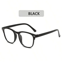 1pc Unisex Retro Ellipse Frame & Glasses For Watching Tv And Protecting Eyes From Computer Screens Clear Glasses Accessories - Black - View 4