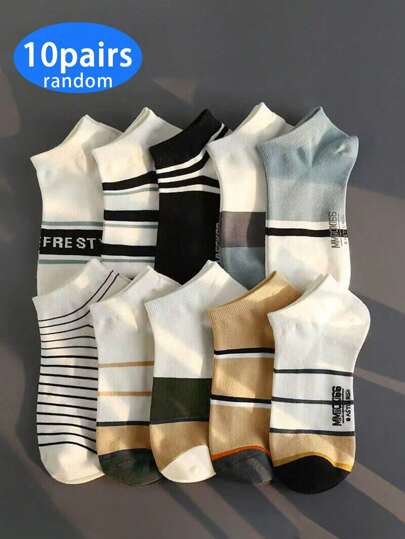 10 Paia/Confezione Assortiti Calzini da Uomo, Calzini alla Caviglia, Calzini Invisibili per Autunno/Inverno, di Moda, Traspiranti, Basso, Adatti per Uso Quotidiano, Studenti, Sport