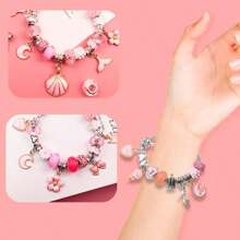 66 Piece Beaded Jewelry Kit For Making Children's Bracelets - A649 - Hồng - Xem 3