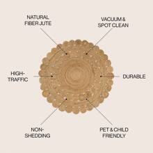ANSA COLLECTION Bodhi Round Natural Jute Hippie Circle Indoor Area Rug, Fibers Geometric Bohemian Casual Solid Home Décor, Bedroom, Living Room, Dining Kitchen, Pet Friendly, Easy Cleaning, Non-Shedding, High Traffic, RNF104 - 自然的 - 查看 2