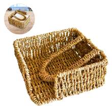 Porta guardanapo fibra trançada rattan palha natural organizador mesa bancada cozinha refeições restaurante bar lanchonete eventos festas decoração rústica