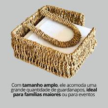 Porta guardanapo fibra trançada rattan palha natural organizador mesa bancada cozinha refeições restaurante bar lanchonete eventos festas decoração rústica