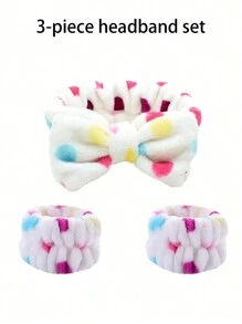 Bộ 3 Băng đô rửa mặt, Băng đô nơ, Vòng đeo tay, Băng đô rửa mặt, Băng đô & Vòng đeo tay, Băng đô mặt bông màu trơn, Băng đô vải nhung, Băng đô đàn hồi tập yoga Trang trí phòng tắm gia đình Mùa hè - Nhiều màu - Xem 13