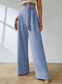 ADD WOMEN'S FASHION - AS1248 Women's Pantaloons, Elastic Waistband, Tailored, Casual, High Waist, Bell Bottom, Casual, Formal, Delicate, Light, Belt, Comfortable, Stylish, Fashion, Glamorous, Trendy, National Shipping - 藍色 - 查看 6