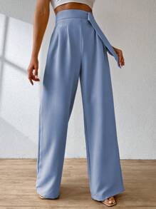 ADD WOMEN'S FASHION - AS1248 Women's Pantaloons, Elastic Waistband, Tailored, Casual, High Waist, Bell Bottom, Casual, Formal, Delicate, Light, Belt, Comfortable, Stylish, Fashion, Glamorous, Trendy, National Shipping - 藍色 - 查看 3