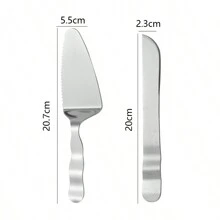 2 件套不锈钢蛋糕刀和铲刀套装，烘焙工具奶酪刀披萨铲甜点婚礼派对服务器 - 彩色 - 查看 9