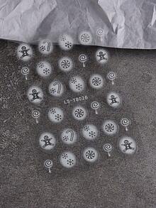 Miếng dán móng nghệ thuật Giáng sinh, Thiết kế sơn phun hình cây thông Noel hình bông tuyết trắng, Miếng dán móng tay họa tiết kẹo mút hình người đàn ông bánh gừng kiểu Pháp dành cho phụ nữ và trẻ em gái tự dán hoặc làm móng tại tiệm làm móng - trắng - Xem 10