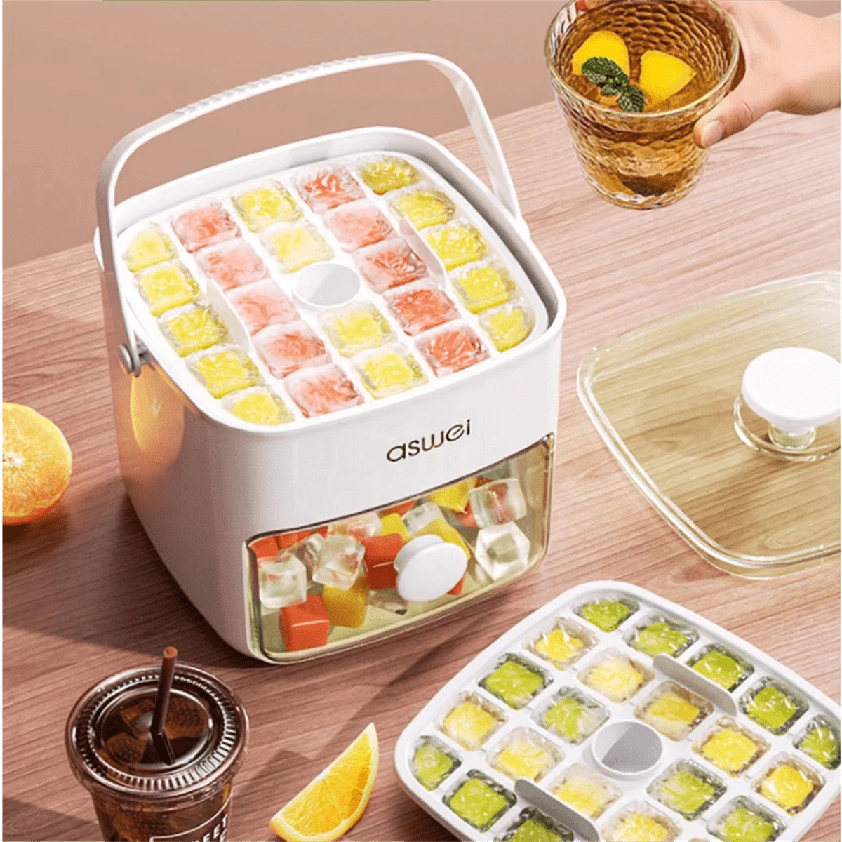Presser Ice Cube Tray Mold, Large Capacity Ice Ball Maker, Ice Cube