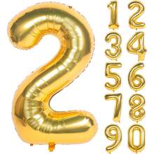 40 英寸金色超大铝箔数字 0-9 气球，适用于生日派对或节日装饰 - 40寸金色數位氣球 - 查看 3