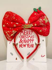 1pc 圣诞节蝴蝶结头带可爱防滑混合头带圣诞鹿角头带可爱头饰老人头带成人雪人发饰小礼物节日头饰 - 彩色 - 查看 15