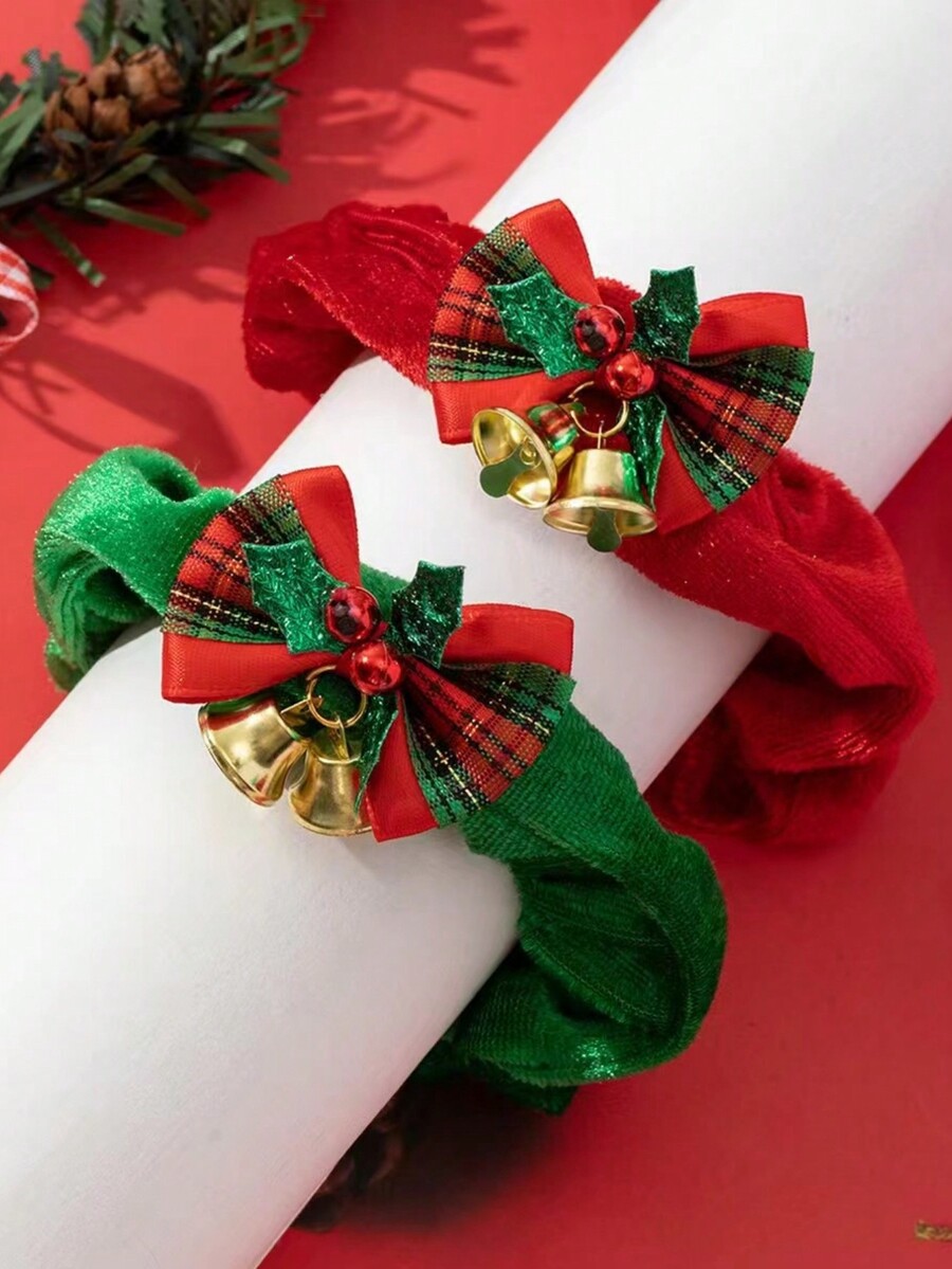 2pcs Women's MultiColor Vintage Cute Bow Bell Ball Decor Satin Silk