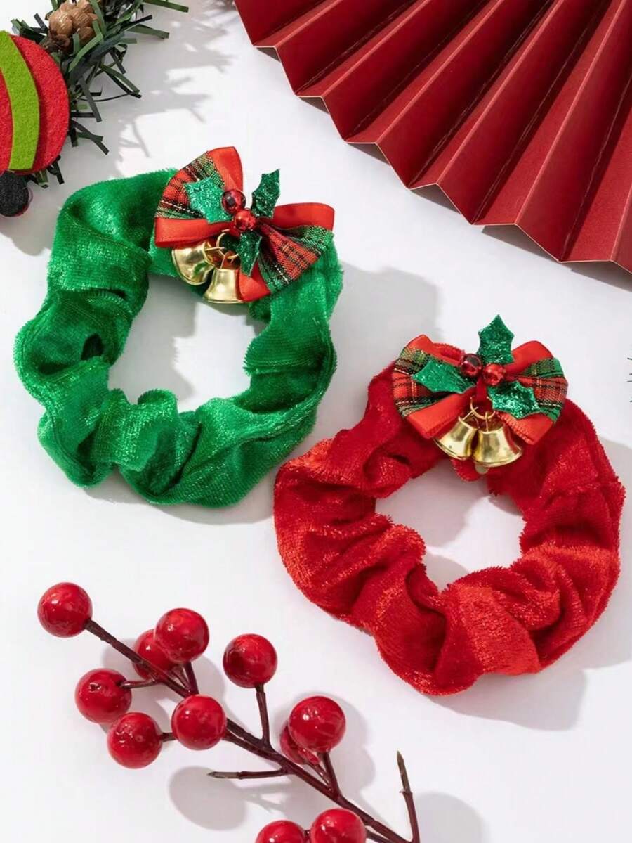 2pcs Women's MultiColor Vintage Cute Bow Bell Ball Decor Satin Silk