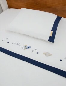 3 件套 American Crib 印花床单套件 100% 纯棉 适合男士和男孩 舒适柔软 - Foguete Bordado - 查看 4