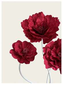 Grande Flor de Peônia de Veludo Simulado, Flor Artificial para Casamento, Decoração de Vitrine, Estúdio Fotográfico, Rosa Burgundy Artificial, Dia dos Namorados, Presente