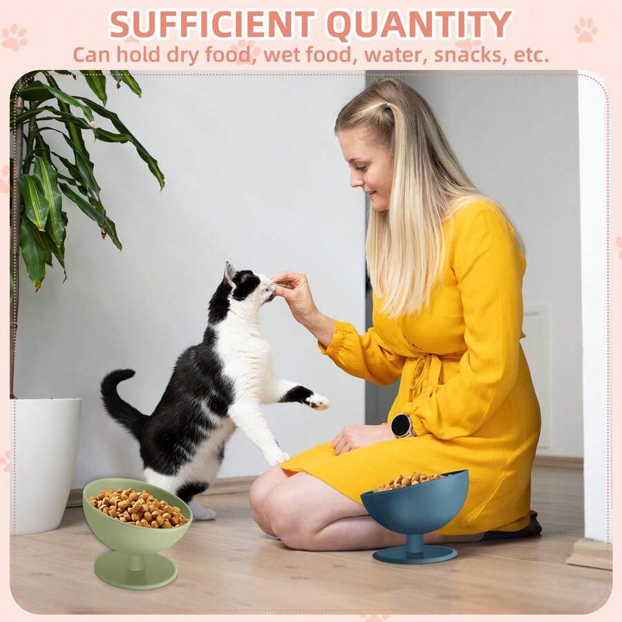 Elevated Cat Bowls PP Raised Cat Bowl 15 Degrees Tilted Raised Pet Food