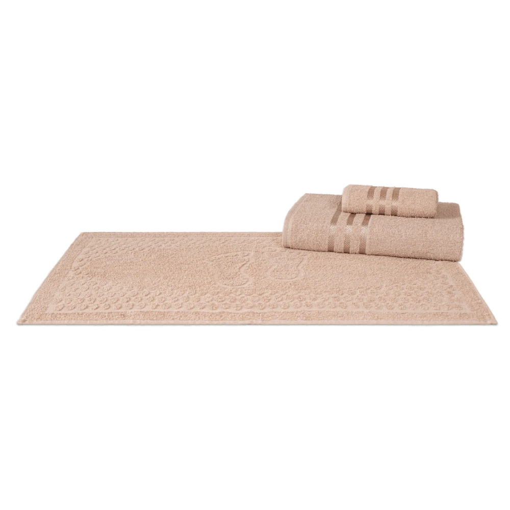 Large Bath Towel Set 3 Pieces 100% Cotton Great Absorption Greece - màu nâu - Xem 1