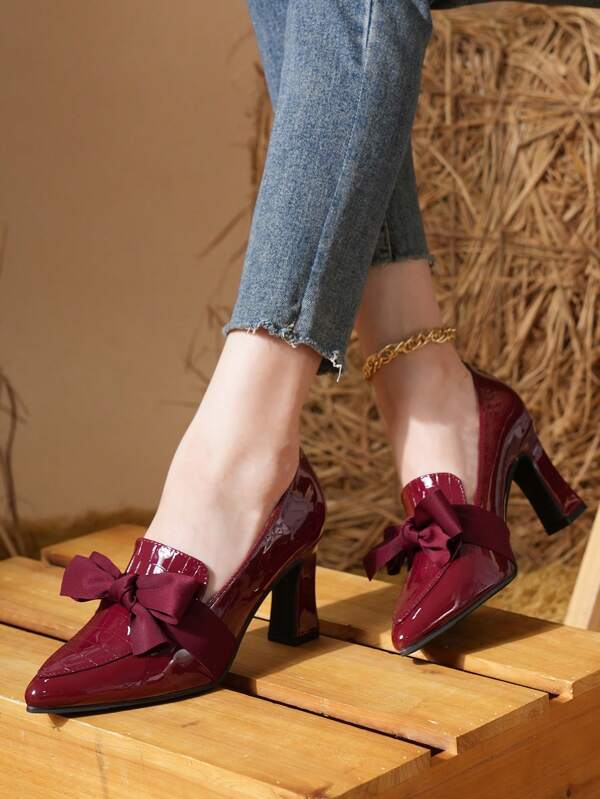 Décolleté con punta affusolata minimalista, scarpe in pelle casual versatili, con tacco chunky, adatte per l'ufficio, primavera/autunno, eleganti, eleganti, mocassini