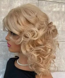 16in/40cm Blonde Wigs For Women With Bangs Synthetic Hair Women Wigs Natural Blonde Curly Wavy  For Women Daily Party Wig - Linen Gold - View 5