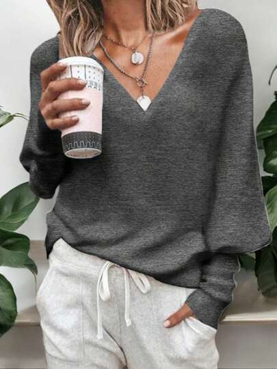 Blusa Suéter De Mujer Comodo Cuello V