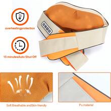 Jiubiaz Shiatsu Massage 3D Rotation With Belt Heat Function 2 Directions Of Rotation Back Shoulders With Car Adapter Heat Neck Massager Shoulder Massage 8 Rotating Massage Heads Massager Car Original Heat Function Body Electric Removable - 橘色 - 查看 2