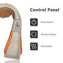 Jiubiaz Shiatsu Massage 3D Rotation With Belt Heat Function 2 Directions Of Rotation Back Shoulders With Car Adapter Heat Neck Massager Shoulder Massage 8 Rotating Massage Heads Massager Car Original Heat Function Body Electric Removable - 橘色 - 查看 8