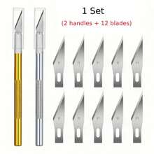 6/12 件精密工艺爱好刀套件 - 高精度实用艺术精密刀套装，配有极其锋利的剃须刀，适用于雕刻、建筑建模、剪贴簿、DIY 艺术品切割等 - 适合手工艺个人和专业人士的综合工具（6 毫米铝合金手柄，带 11# 1# 3# 4# 刀片） - 彩色 - 查看 17