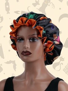 1 件装 万圣节印花睡帽 双层发帽 自然卷发帽 - 彩色 - 查看 2