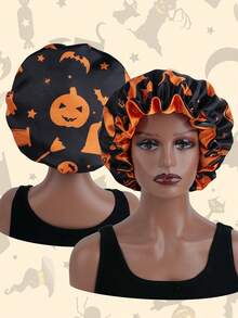 1 件装 万圣节印花睡帽 双层发帽 自然卷发帽 - 彩色 - 查看 6