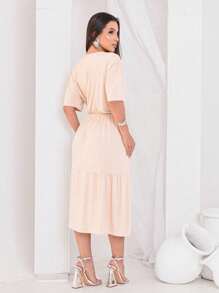 Milimetrica Comfortable Mesh Midi Dress Luxury Modest Fashion Evangelical - 米色 - 查看 5