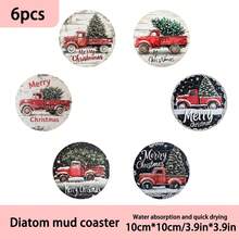 1 bộ/4/6 miếng lót ly bằng bùn diatomit chủ đề xe bán tải màu đỏ Giáng sinh - Miếng lót ly sáng tạo, miếng lót ly cà phê, miếng lót ly, miếng lót bàn ủi - Lý tưởng để trang trí nhà và nhà hàng, quà tặng sinh nhật hoặc ngày lễ đẹp mắt, trang trí bàn quầy nước, trang trí ngày lễ, trang trí nhà cửa, trang trí văn phòng, trang trí tiệc theo chủ đề, thích hợp cho nhà, văn phòng, quán bar, trang trí Giáng sinh, đồ dùng cho tiệc Giáng sinh - Nhiều màu - Xem 13