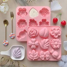 1pc 3D Flower Silicone Mold, Autumn Silicone Mold For Halloween Candy, Autumn Maple Leaf Nut Shaped Chocolate Candy Cake Pan Baking Tray Mold