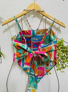 Belala Moda New Vest With Adjustable String And Print - Mint Blue - View 2