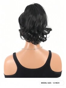 Elegant Claw Clip Ponytail - Short Curly Wavy Look, Synthetic Hair Extensions For Daily Chic, Easy-To Attach Hair Accessory For AlI Occasions - Black - View 3