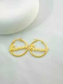 一对金银双色个性化18K镀金不锈钢名字耳环，优雅定制心形设计，时尚珠宝礼物，送给她的精美名字戒指，永不褪色，完美适用于婚礼、情人节、感恩节、圣诞节、万圣节、狂欢节、Y2K、2000年代时尚、定制，是送给爸爸、妈妈、家人、朋友的理想礼物，适合周年纪念日、新年等场合。