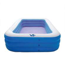 VG Plus Blue Rectangular Inflatable Pool 1,260 Liters 262 Cm PVC With Pump And Liner Vg+ - 藍色 - 查看 4