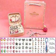 66 Piece Beaded Jewelry Kit For Making Children's Bracelets - A649 - Hồng - Xem 7