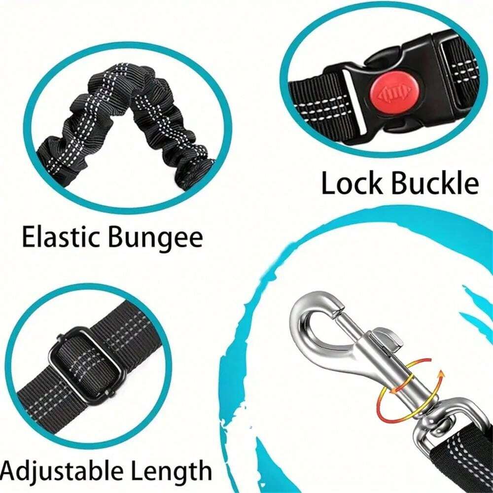 1pc Durable Dog Car Harness Auxiliary Strap With Retractable Leash