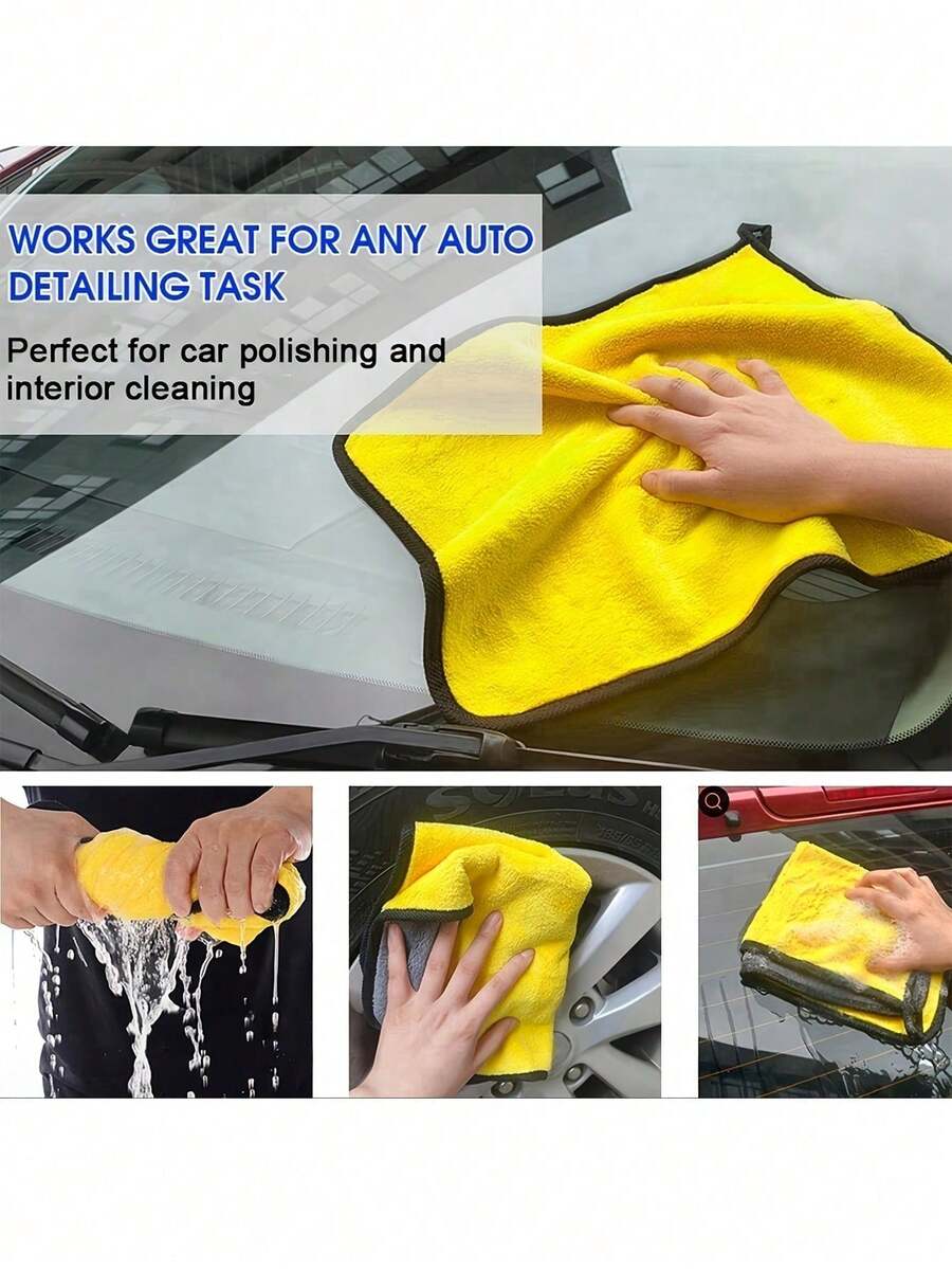 1/2pcs Multifunction Car Wash Microfiber Towel Absorbent Coral Fleece