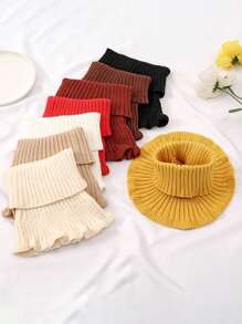 1 Stück Damen Winter Winddichte gestrickte unifarbene Halswärmer, weicher und warmer Rollkragenschal, geeignet für Winterreisen, Valentinstag