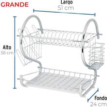 Estante Organizador Escurridor De Trastes, Escurridor De Acero Inoxidable Para Organizar Fregadero, Escurridor De 2 Niveles Para Platos Y Vasos; Escurridor De Acero Inoxidable Para Organizar Fregadero, Escurridor De 2 Niveles Para Platos Y Vasos, Estante Organizador Escurridor De Trastes - Plateado - Ver 9