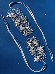 优雅 1 件奢华合金和水钻新娘头饰 适合婚礼皇家头饰 - 銀色 - 查看 5