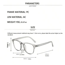 1pc Unisex Retro Ellipse Frame & Glasses For Watching Tv And Protecting Eyes From Computer Screens Clear Glasses Accessories - Black - View 5