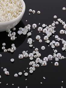 1000-100pcs Large Acrylic Half Round Flat Back Beads - Ideal For Jewelry Making, DIY Shoes, Wedding Decorations, And Small Business Supplies - Durable, Versatile, And Easy To Use - Multicolor - View 2
