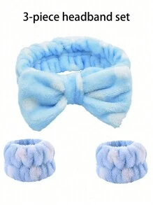 Bộ 3 Băng đô rửa mặt, Băng đô nơ, Vòng đeo tay, Băng đô rửa mặt, Băng đô & Vòng đeo tay, Băng đô mặt bông màu trơn, Băng đô vải nhung, Băng đô đàn hồi tập yoga Trang trí phòng tắm gia đình Mùa hè - Nhiều màu - Xem 6